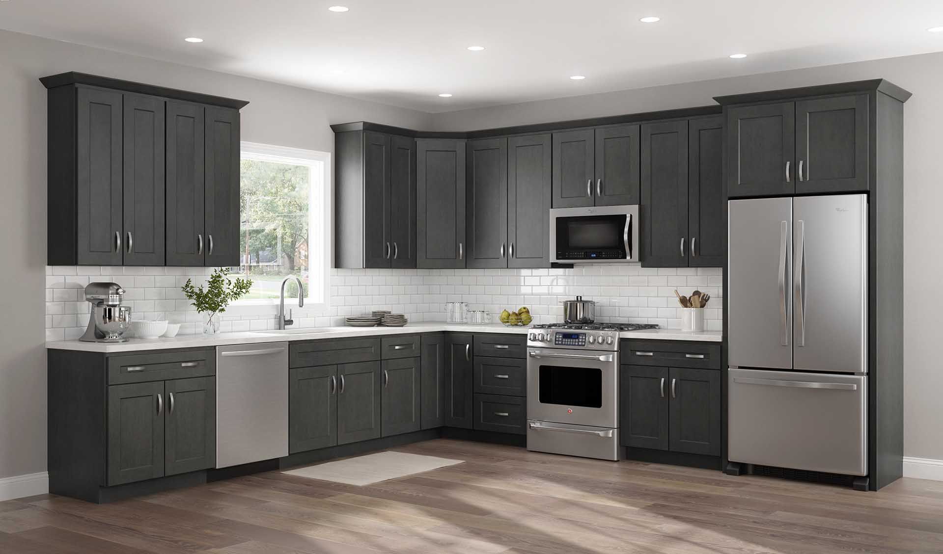 Slate gray kitchen cabinets