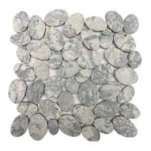 Tesoro Flat Pebbles Mosaic - Ocean Stones Coin Swirl Gray